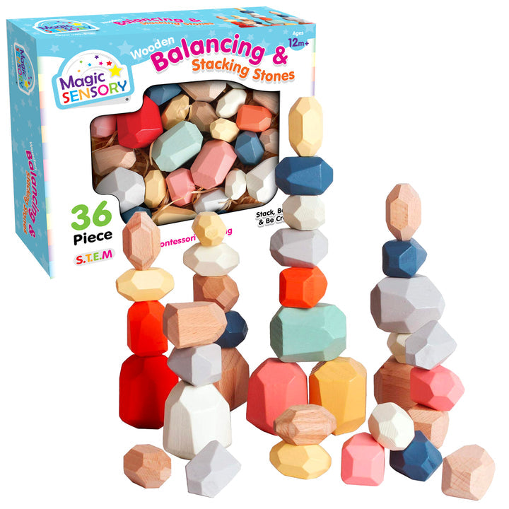 36-Piece Wooden Balancing & Stacking Stones