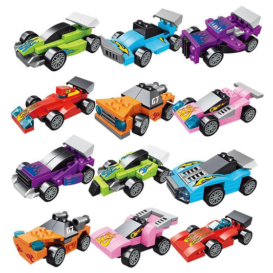 Building Brick Blind Egg Pull Back Race Car