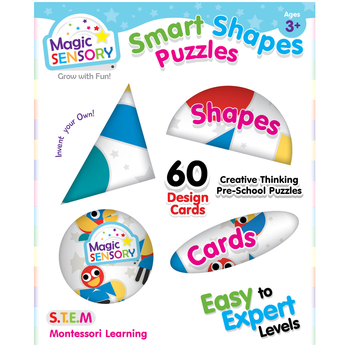 Smart Shapes Puzzle White Tin - shape sorting puzzle in a keepsake tin for ages 2-5