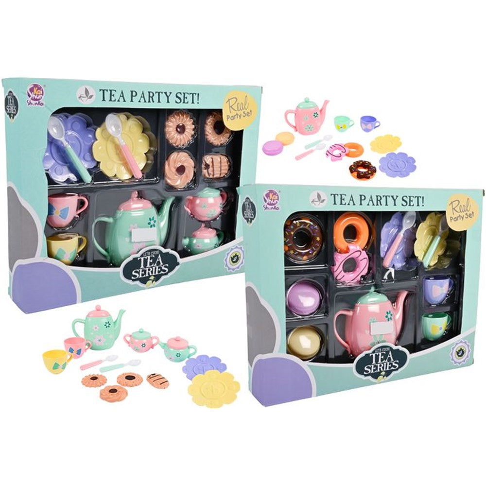 Tea Set with Biscuits & Donuts