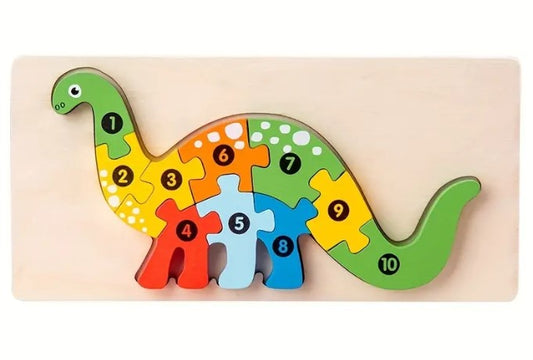 Learn Your Numbers Wooden Puzzle - Dinosaur