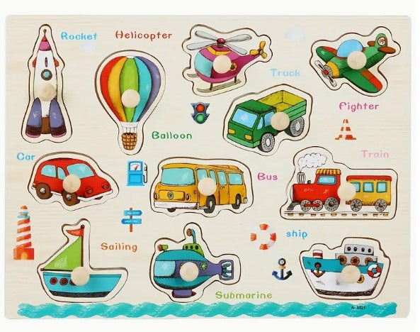 Transportation Wooden Peg Puzzle