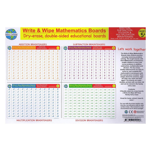 Write & Wipe Maths Boards Set of 2