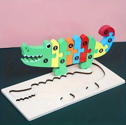 Learn Your Numbers Wooden Puzzle - Crocodile