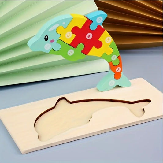 Learn Your Numbers Wooden Puzzle - Dolphin