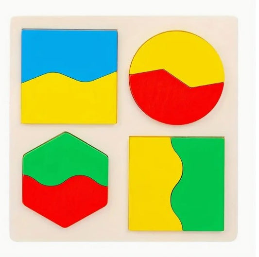 Squares, Circles & Hexagon Wooden Puzzle