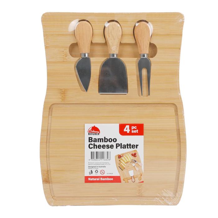 Bamboo Cheese Platter & Knife Set