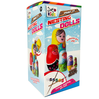 Paint Your Own Wooden Nesting Dolls - craft kit for children ages 5-10