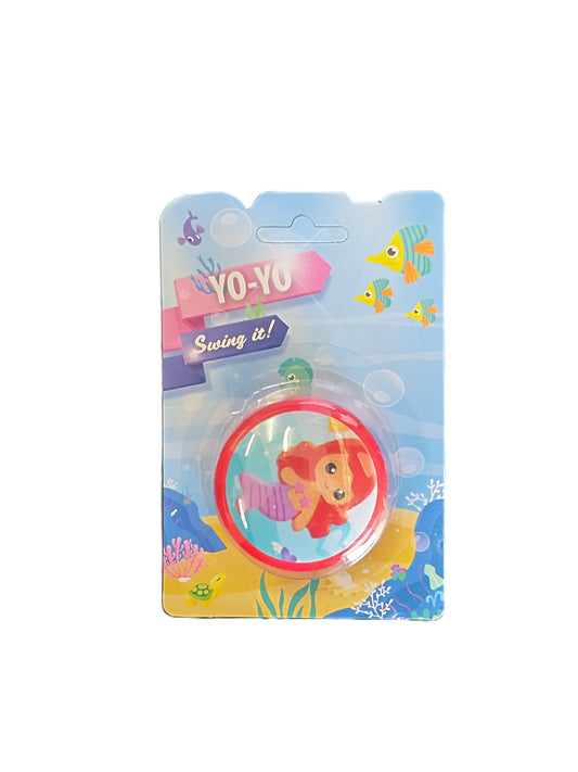 Packaged yo-yo with mermaid design on a white background