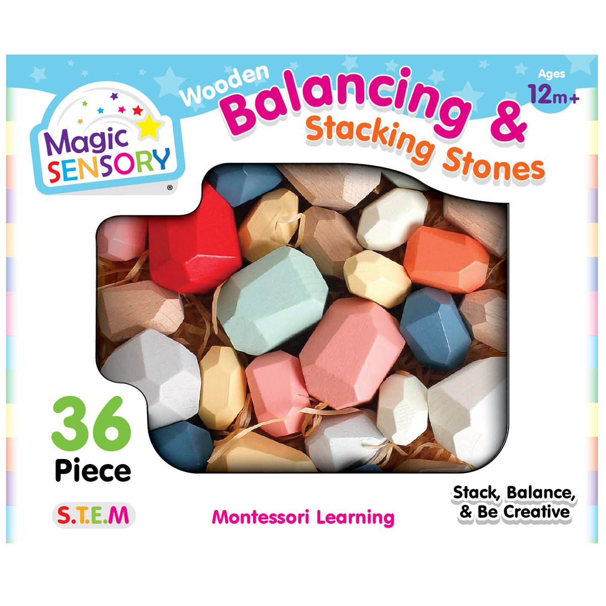 36-Piece Wooden Balancing & Stacking Stones
