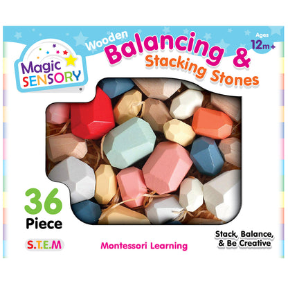 36-Piece Wooden Balancing and Stacking Stones - open-ended balancing toy for early learning centres ages 2-6