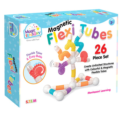 Magnetic Flexi Tubes 26 Piece Set - magnetic construction toy for early learning centres ages 3-6