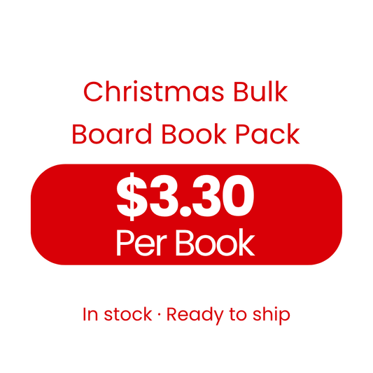 Christmas Bulk Board Book Pack pricing – $3.30 per book, in stock and ready to ship