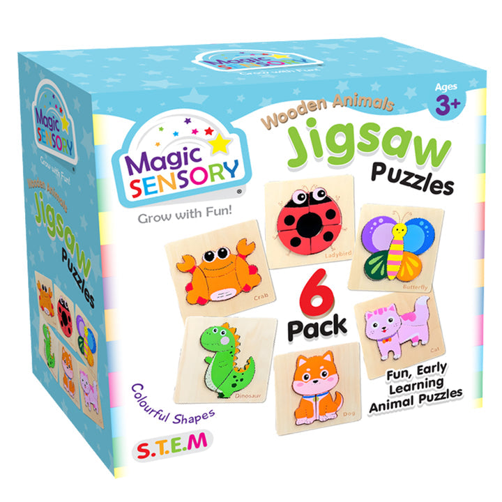 Wooden Animals Jigsaw Puzzle 6 Pack