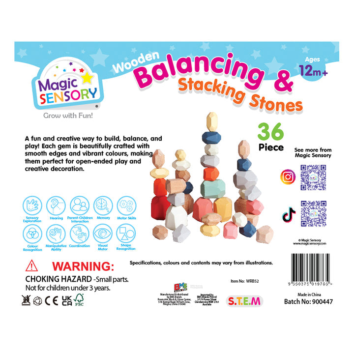 36-Piece Wooden Balancing & Stacking Stones