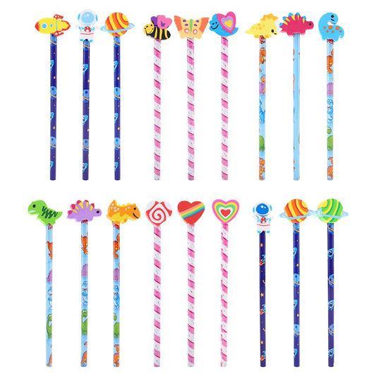 Pencil & Eraser Set - 3pcs Assorted