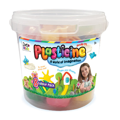 Plasticine Fun Bucket 8 Colour - modelling clay bucket for early learning centres ages 2-6