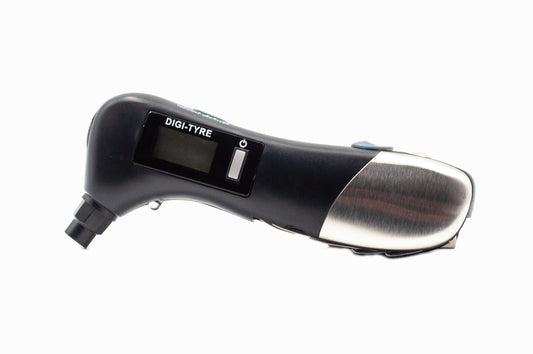 Digital tire pressure gauge with 'Digi-Tyre' branding on a white background