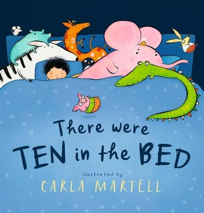 Book cover of 'There were TEN in the Bed' with illustrations of animals and a child in bed.