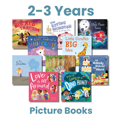 Picture book covers for early learning centres ages 2–3 – The Big Red Tractor, Sleepy Yawny Unicorny and more