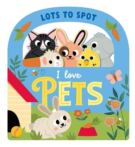 Book cover with cartoon animals and text 'I love Pets' on a blue background