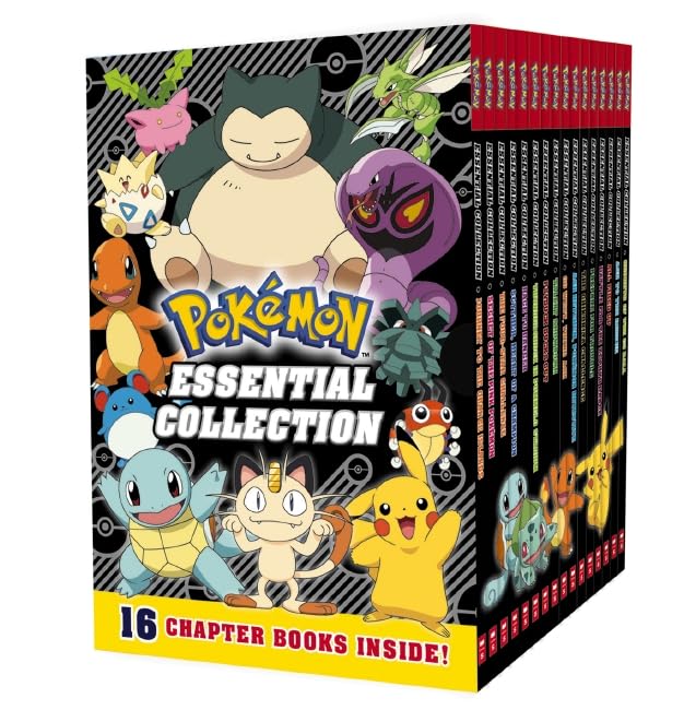 Pokemon Essential Collection 16 Book Set with colourful illustrated Pokemon covers