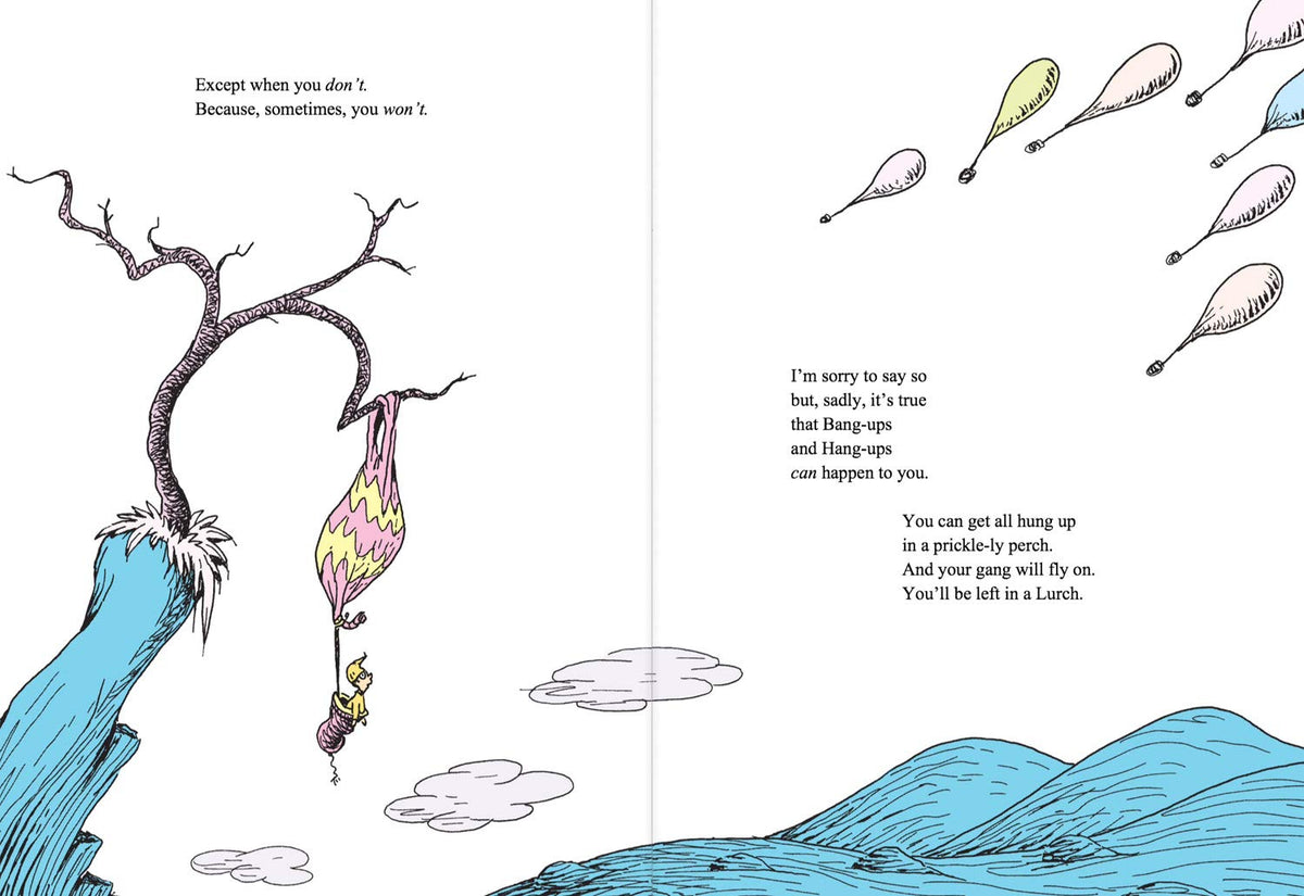 Inside page: a balloon caught in a bare tree with the line "Bang-ups and Hang-ups can happen to you"