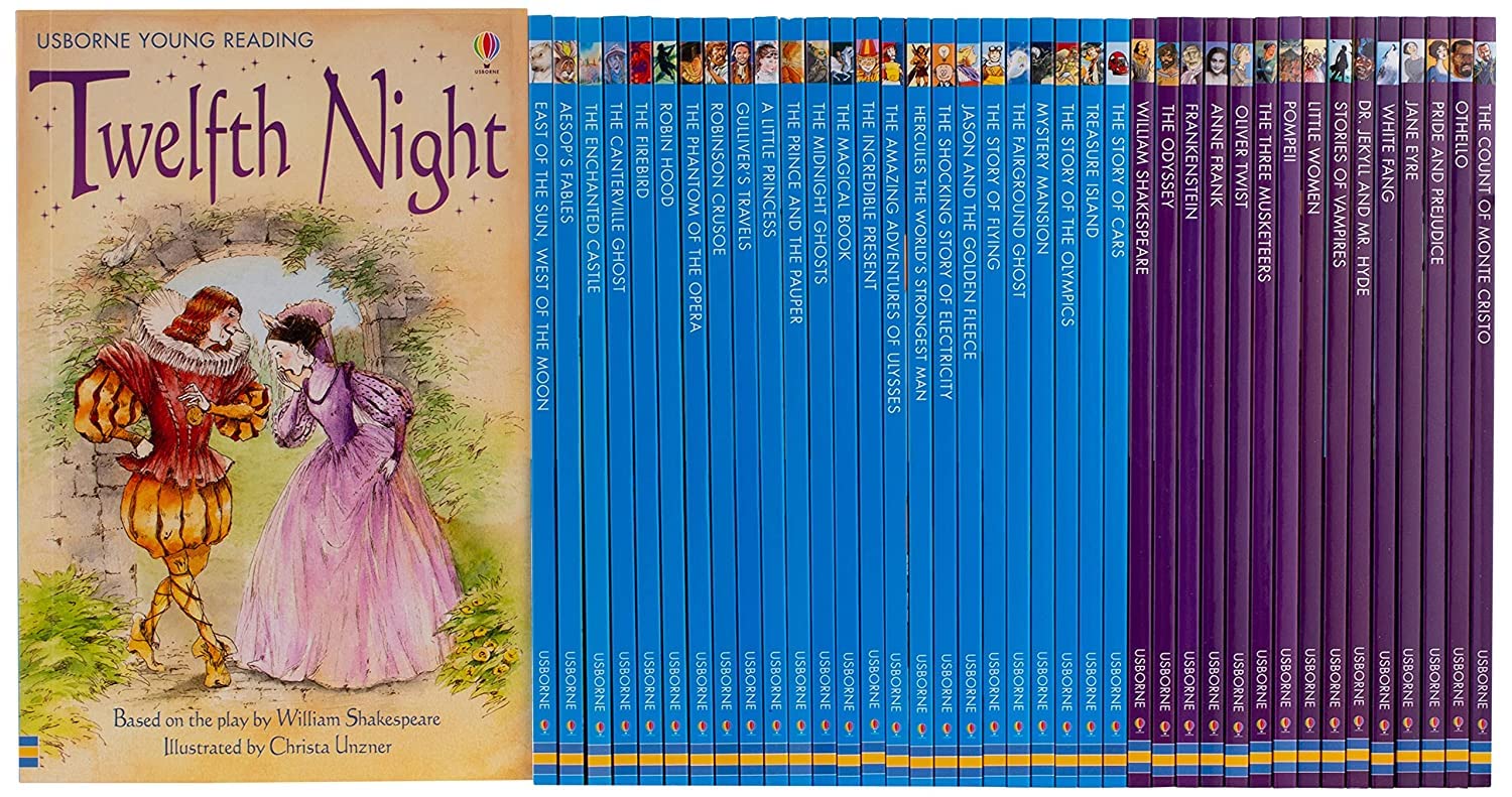 The Usborne Reading Collection For Confident Readers 40 Book Set books fanned out showing range of titles