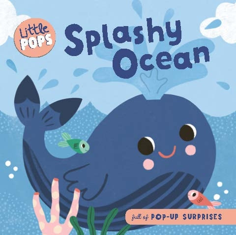 Book cover of 'Splashy Ocean' with a whale illustration and pop-up element.