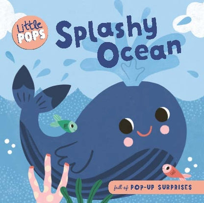 Book cover of 'Splashy Ocean' with a whale illustration and pop-up element.