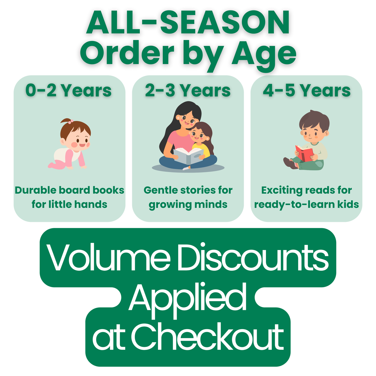 All-Season Easy Order Books – order by Age Group for your Centre