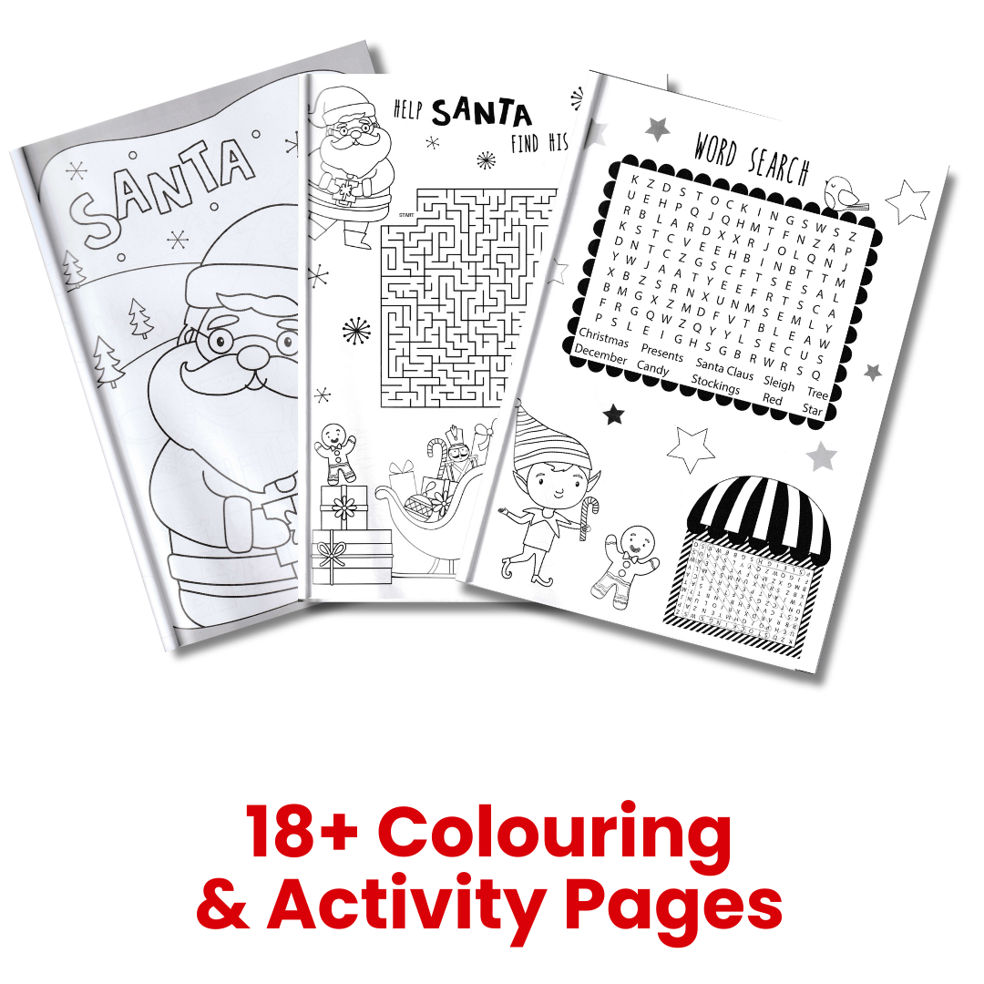 Christmas Sticker and Colouring Books content – A4 activity pack for early learning centre gifting