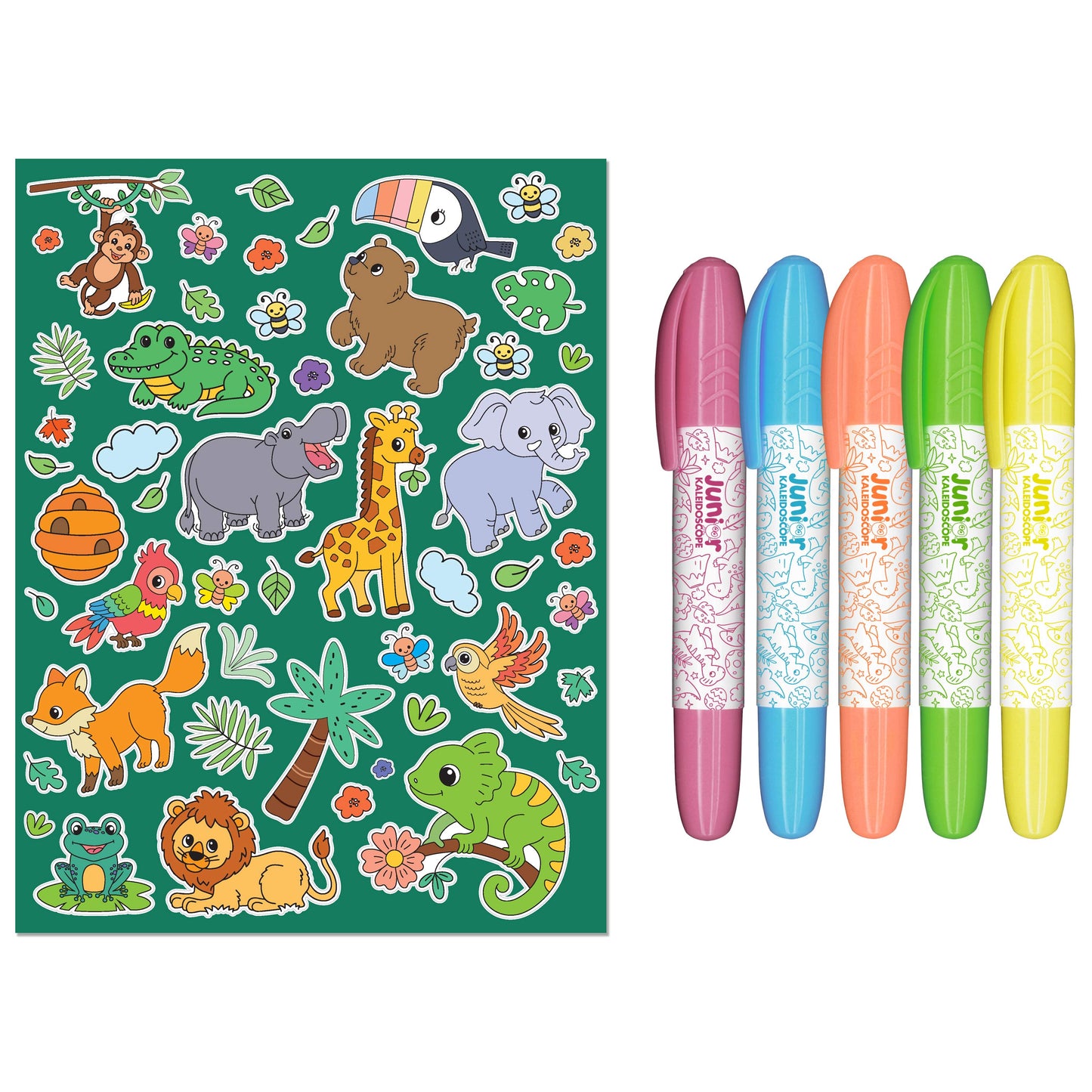Junior Kaleidoscope Colouring Kit: Jungle Fun