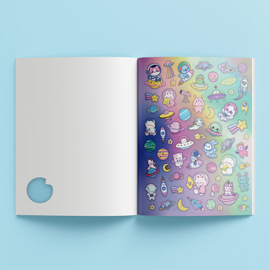 Kaleidoscope Sticker Colouring Kawaii Space