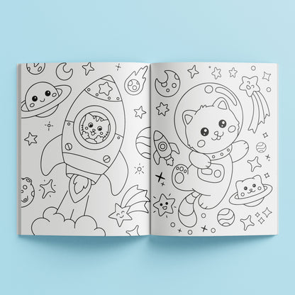 Kaleidoscope Sticker Colouring Kawaii Space