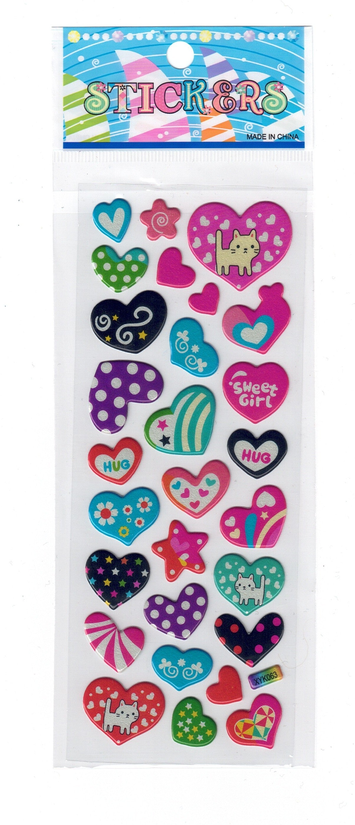 Hearts Stickers – Set 9 decorative sticker sheet