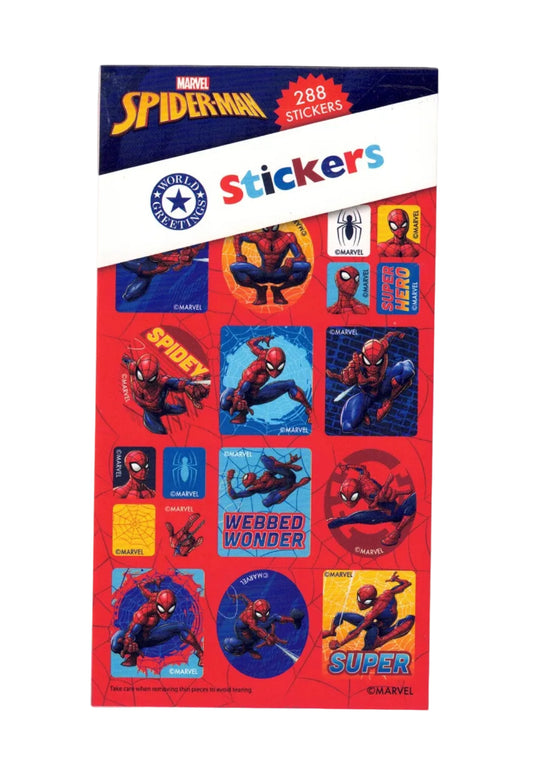 Spider-Man stickers pack with colorful design on a white background