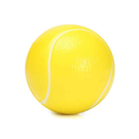 Yellow tennis ball with white seams on a white background