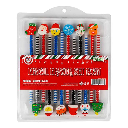 Christmas Pencil & Eraser Set of 12