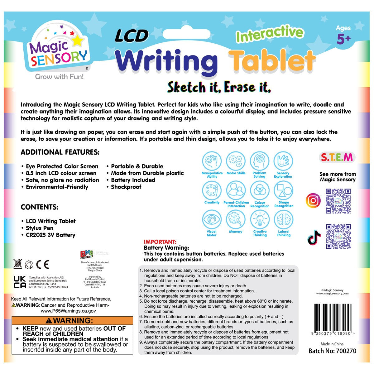 LCD Writing Tablet - Pink Unicorn