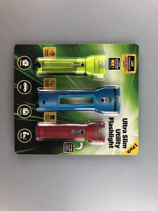 Ultra Slim Flashlight 3pk w/Magnifier