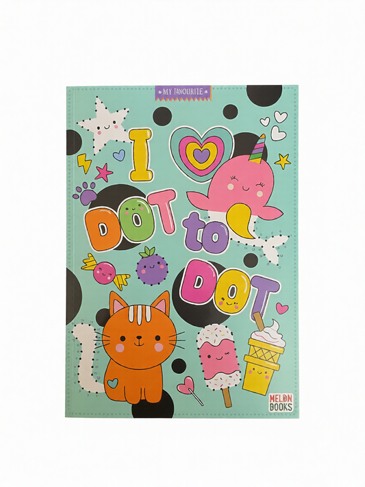 Children's Kawaii activity book with colorful illustrations on a light green background