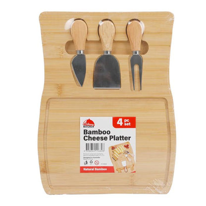 Bamboo Cheese Platter & Knife Set
