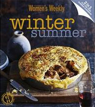 Two cookbooks titled 'Summer' and 'Winter' by Women's Weekly, one featuring a dish and the other showing desserts.