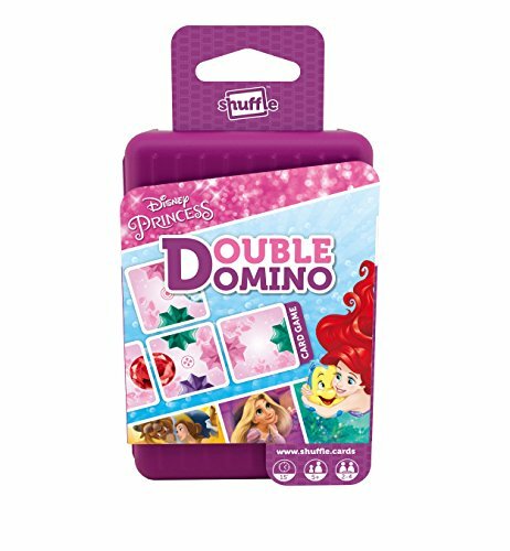 Disney Princess Double Domino card game packaging with purple top and colorful front featuring characters.