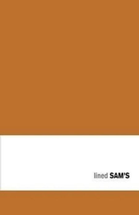 A cognac-colored lined notebook with the brand name 'SAM'S' printed on the cover.